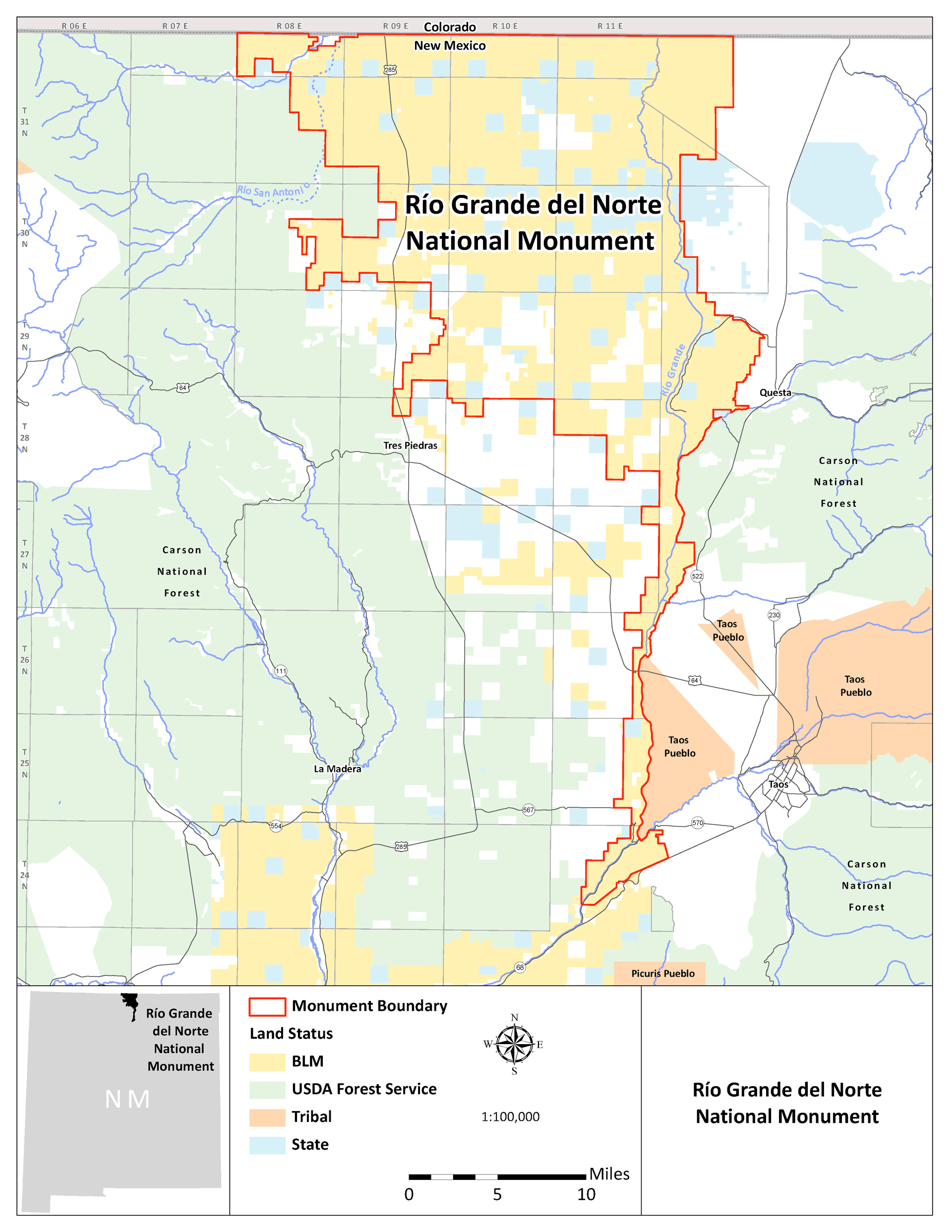 Rio Grande del Norte National Monument map